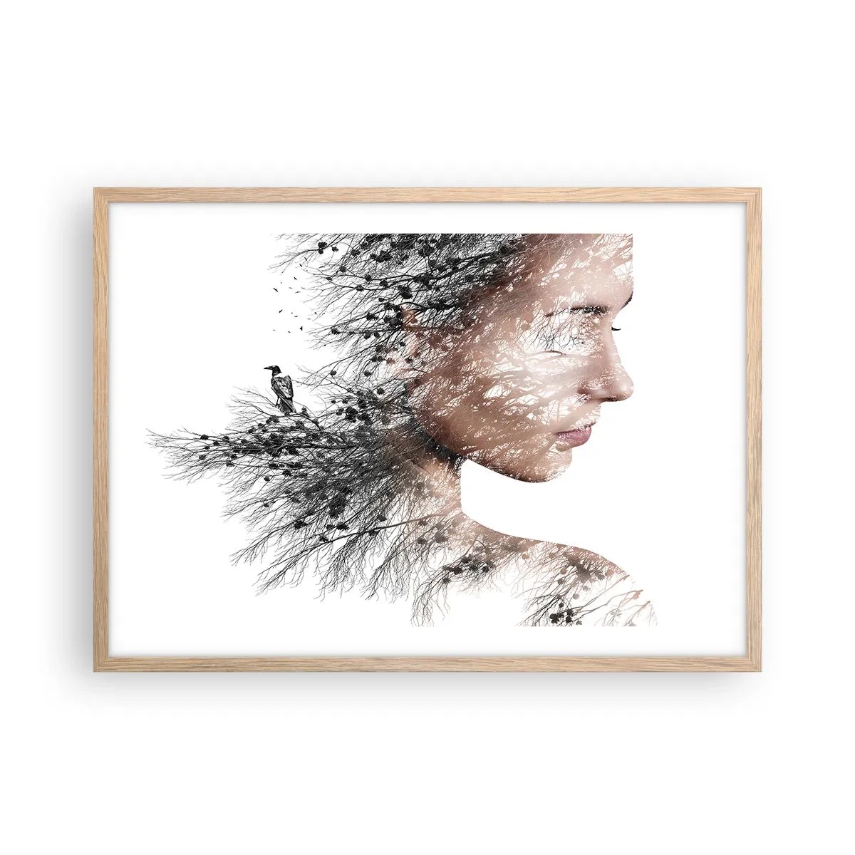 Póster en marco roble claro - Espíritu del bosque - 70x50 cm