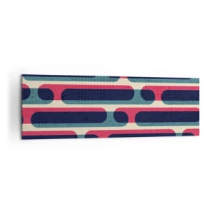 Cuadro sobre lienzo - Impresión de Imagen - Patrón geométrico retro con colores pastel. - 160x50cm - Profundidad y relieve - Decoración de pared moderna para salón y dormitorio ARTTOR