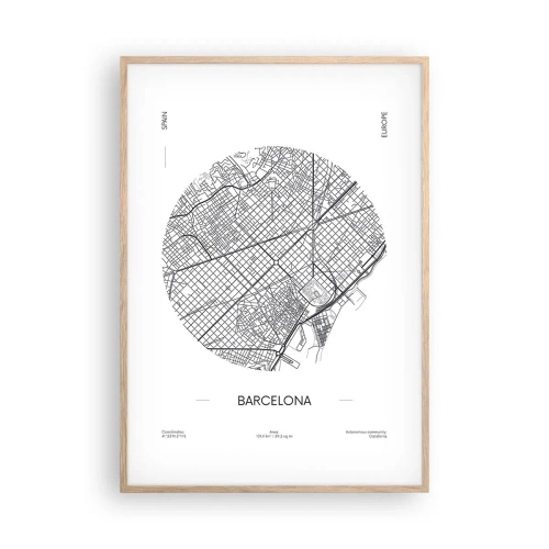 Póster en marco roble claro - Anatomía de Barcelona - 70x100 cm