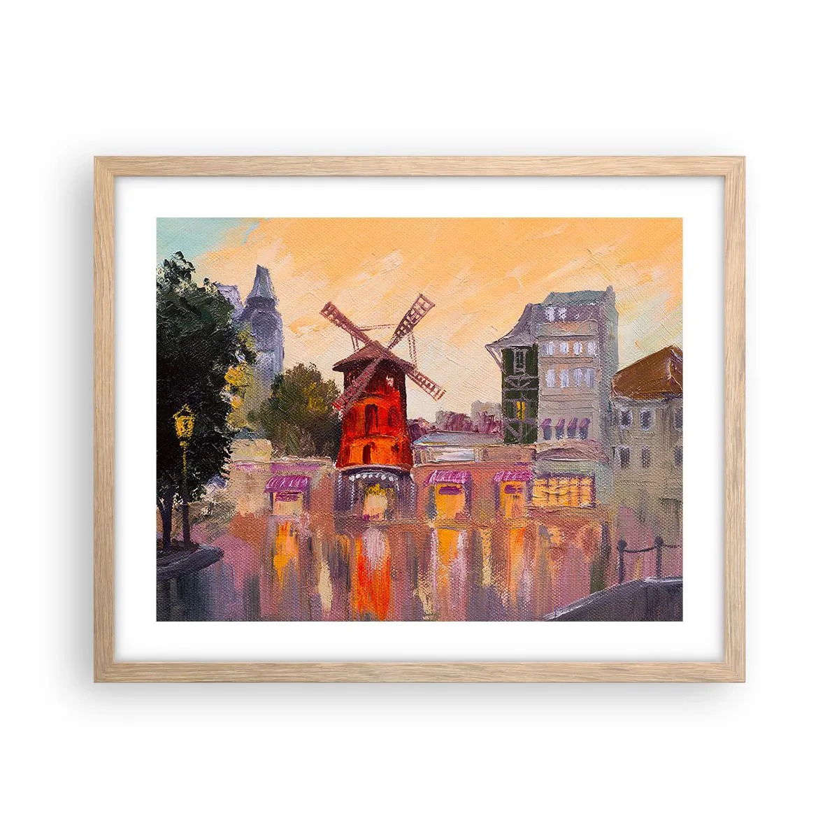 Póster en marco roble claro - Iconos parisinos - Moulin Rouge - 50x40 cm