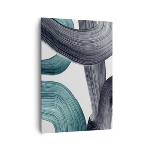 Cuadro sobre lienzo - Impresión de Imagen - Líneas abstractas fluidas en tonos verdes y grises. - 70x100cm - Senderos esmeralda y negro - Decoración de pared moderna para salón y dormitorio ARTTOR