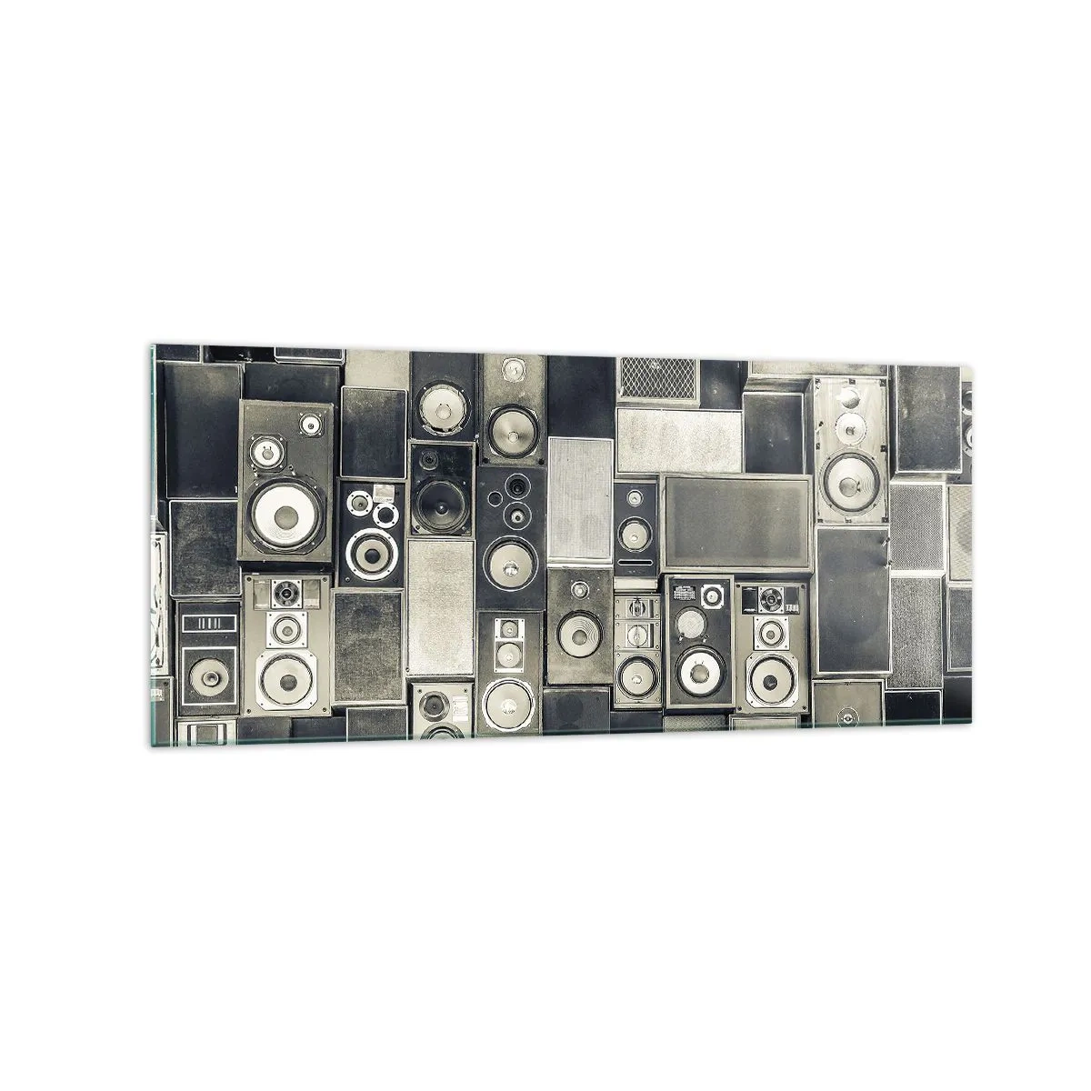 Cuadro sobre vidrio - Impresiones sobre Vidrio - Colección de altavoces de estilo retro - 120x50cm - Y todo fluye - Decoración de pared moderna para salón y dormitorio ARTTOR