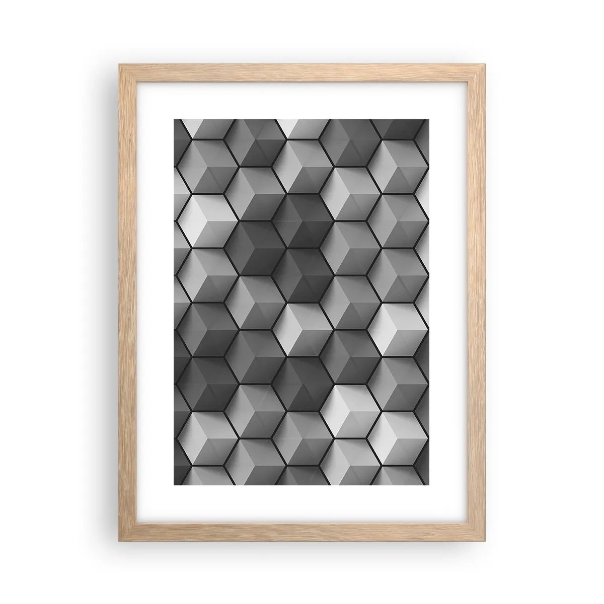 Póster en marco roble claro - Rompecabezas cubista - 30x40 cm