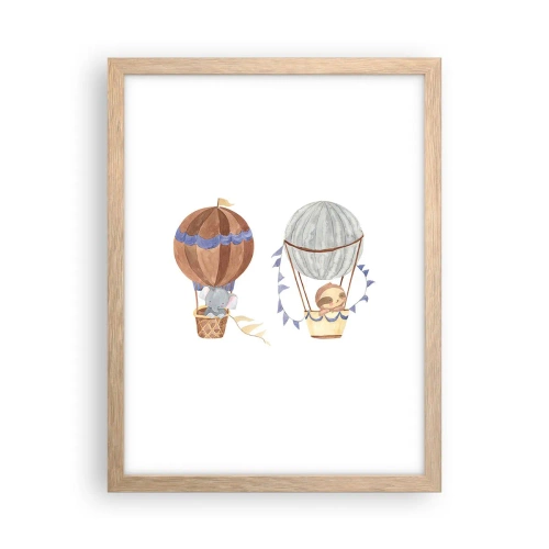 Póster en marco roble claro - Amigos de viaje - 30x40 cm