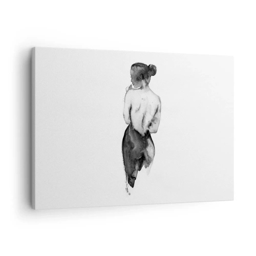 Cuadro sobre lienzo - Impresión de Imagen - La figura de una mujer capturada en sutil acuarela. - 70x50cm - Sin ella el mundo deja de tener sentido - Decoración de pared moderna para salón y dormitorio ARTTOR