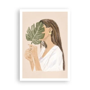 Póster - Retrato misterioso con un abanico - 70x100 cm