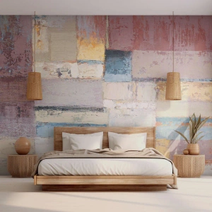 Fotomural Premium Sand - Abstracción geométrica en colores tenues - 100x70cm - La tranquilidad de la geometría - Decoración de pared moderna para salón y dormitorio ARTTOR