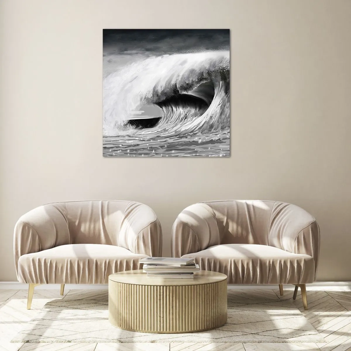 Cuadro sobre vidrio - Impresiones sobre Vidrio - La ira del océano - 40x40 cm