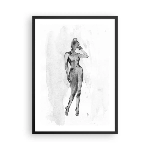Póster en marco negro - Silueta de una mujer en técnica de acuarela en blanco y negro - 50x70cm - Un estudio sobre el ideal de feminidad - Decoración de pared moderna para salón y dormitorio ARTTOR