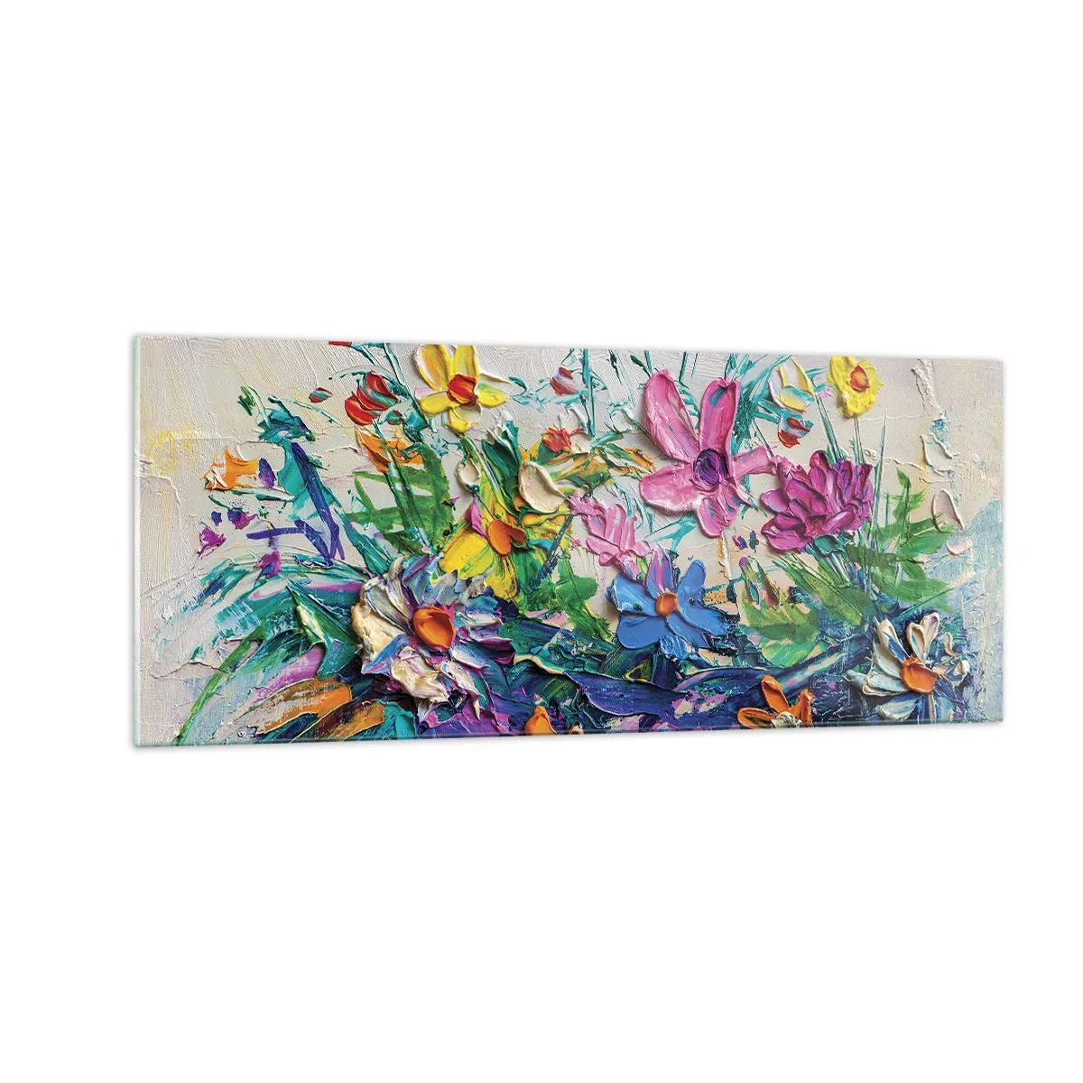 Cuadro sobre vidrio - Impresiones sobre Vidrio - La energía de las flores - 100x40 cm