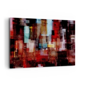 Cuadro sobre lienzo - Impresión de Imagen - Abstracción geométrica en intensos tonos rojos. - 120x80cm - Confusión y desconcierto - Decoración de pared moderna para salón y dormitorio ARTTOR