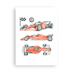 Póster - Ilustración en acuarela de un coche de carreras - 50x70cm - Para alcanzar un sueño - Decoración de pared moderna para salón y dormitorio ARTTOR