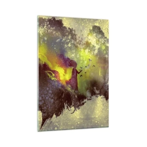 Cuadro sobre vidrio - Impresiones sobre Vidrio - Silueta artística de una mujer con la naturaleza al fondo. - 80x120cm - La madre naturaleza - Decoración de pared moderna para salón y dormitorio ARTTOR