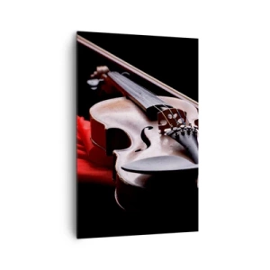 Cuadro sobre lienzo - Impresión de Imagen - Violín sobre tela roja con fondo negro. - 80x120cm - Música de sentimientos - Decoración de pared moderna para salón y dormitorio ARTTOR