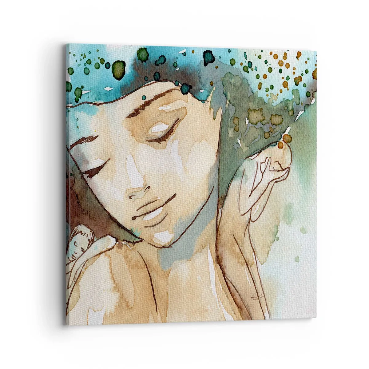 Cuadro sobre lienzo - Impresión de Imagen - Dama de azul - 70x70 cm