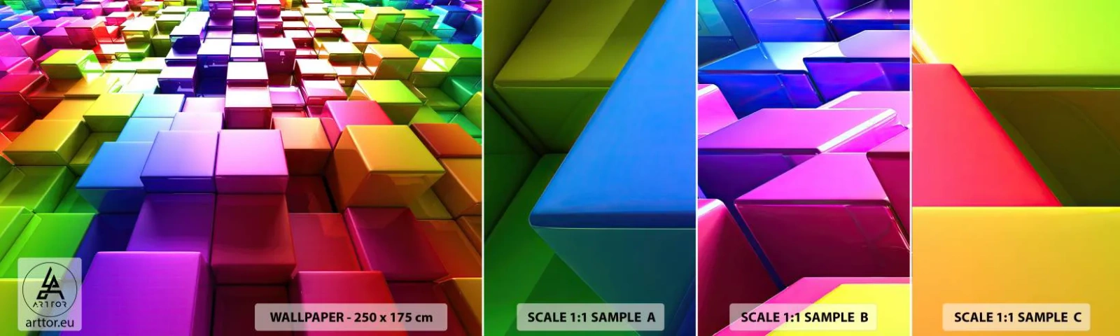 Muestra de fotomural autoadhesivo Deluxe Sticker - Op-art en equipo - Abstracción, Gráficos, 3D - 100x30 cm