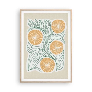 Póster en marco roble claro - Étnico con un toque de abstracción - 70x100 cm