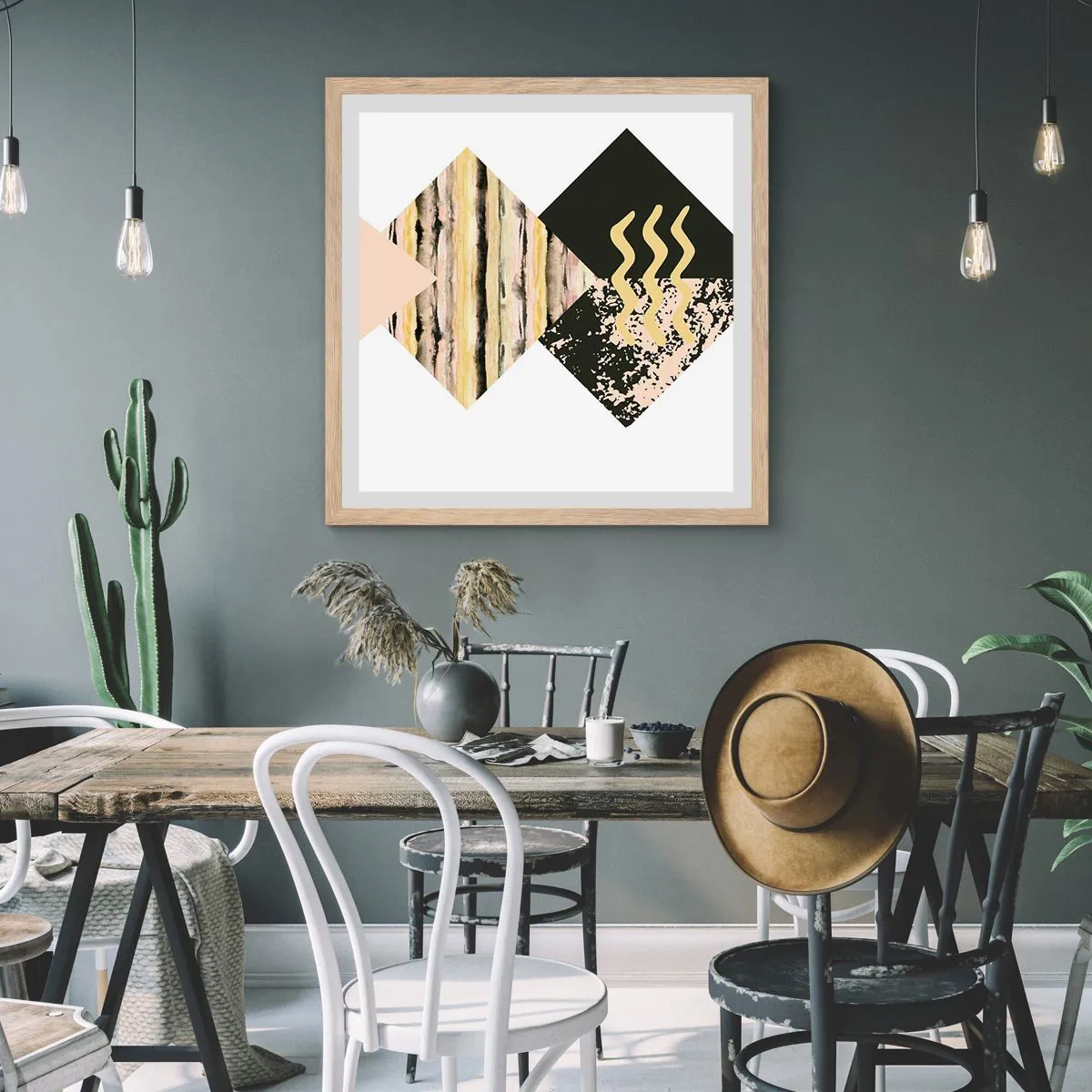 Póster en marco roble claro - No es tan sencillo - 60x60 cm