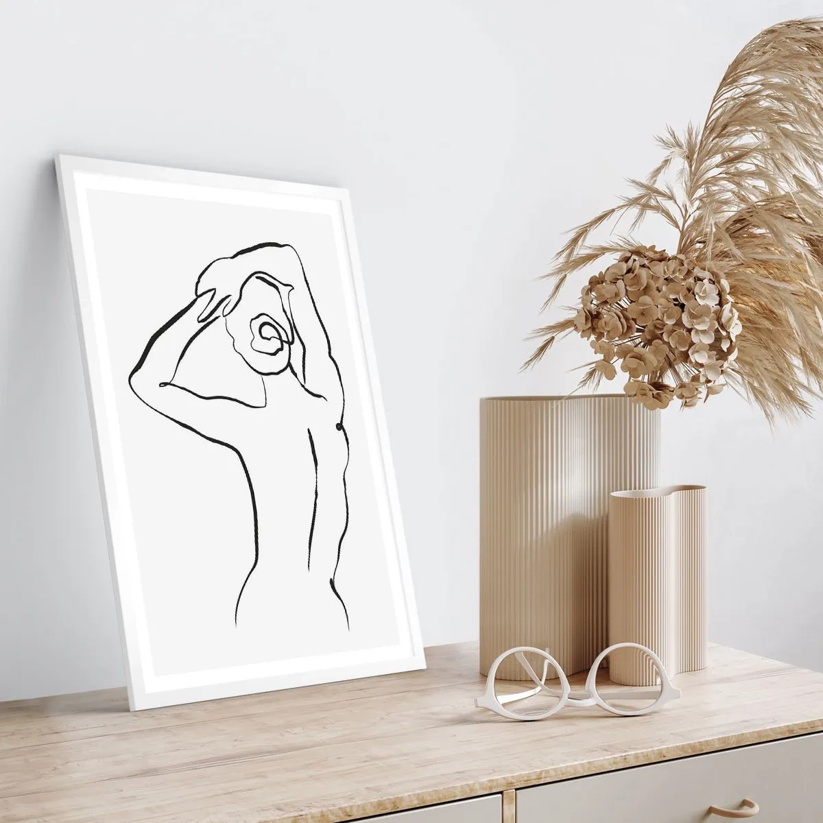 Póster en marco blanco - Pose matinal - 50x70 cm