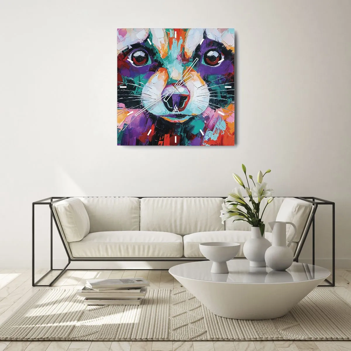 Reloj de pared - Reloj de vidrio - Solo buenas emociones - 30x30 cm