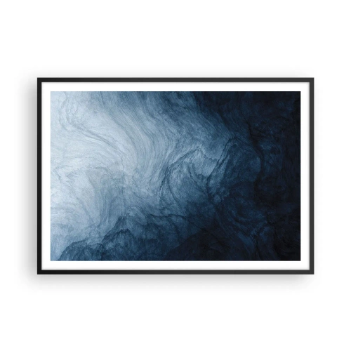 Póster en marco negro - Una composición abstracta en tonos azules y azul marino. - 100x70cm - En las profundidades - Decoración de pared moderna para salón y dormitorio ARTTOR