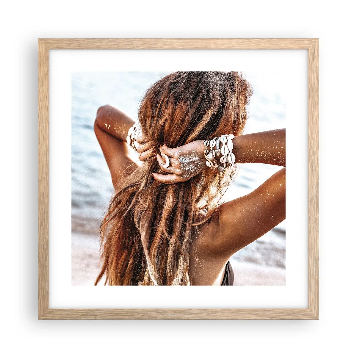 Póster en marco roble claro - Hermanada con el agua y el sol - 40x40 cm