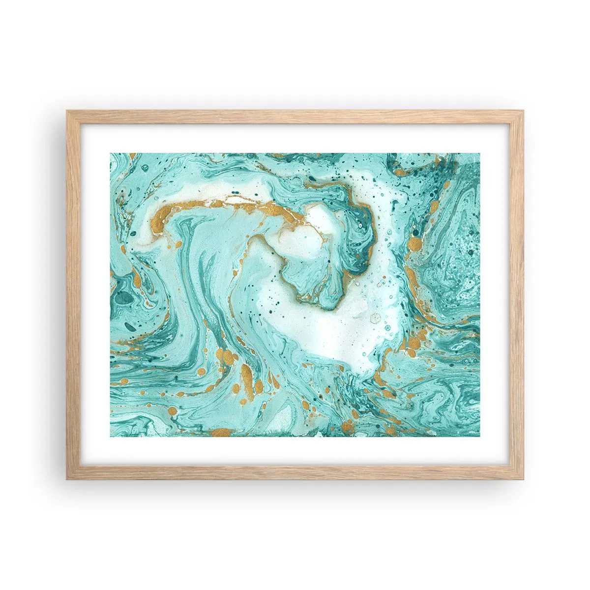 Póster en marco roble claro - Bajo la gran ola del periodo Edo - 50x40 cm