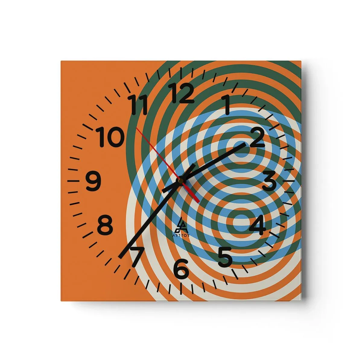 Reloj de pared - Reloj de vidrio - Círculos y abstracción - 40x40 cm