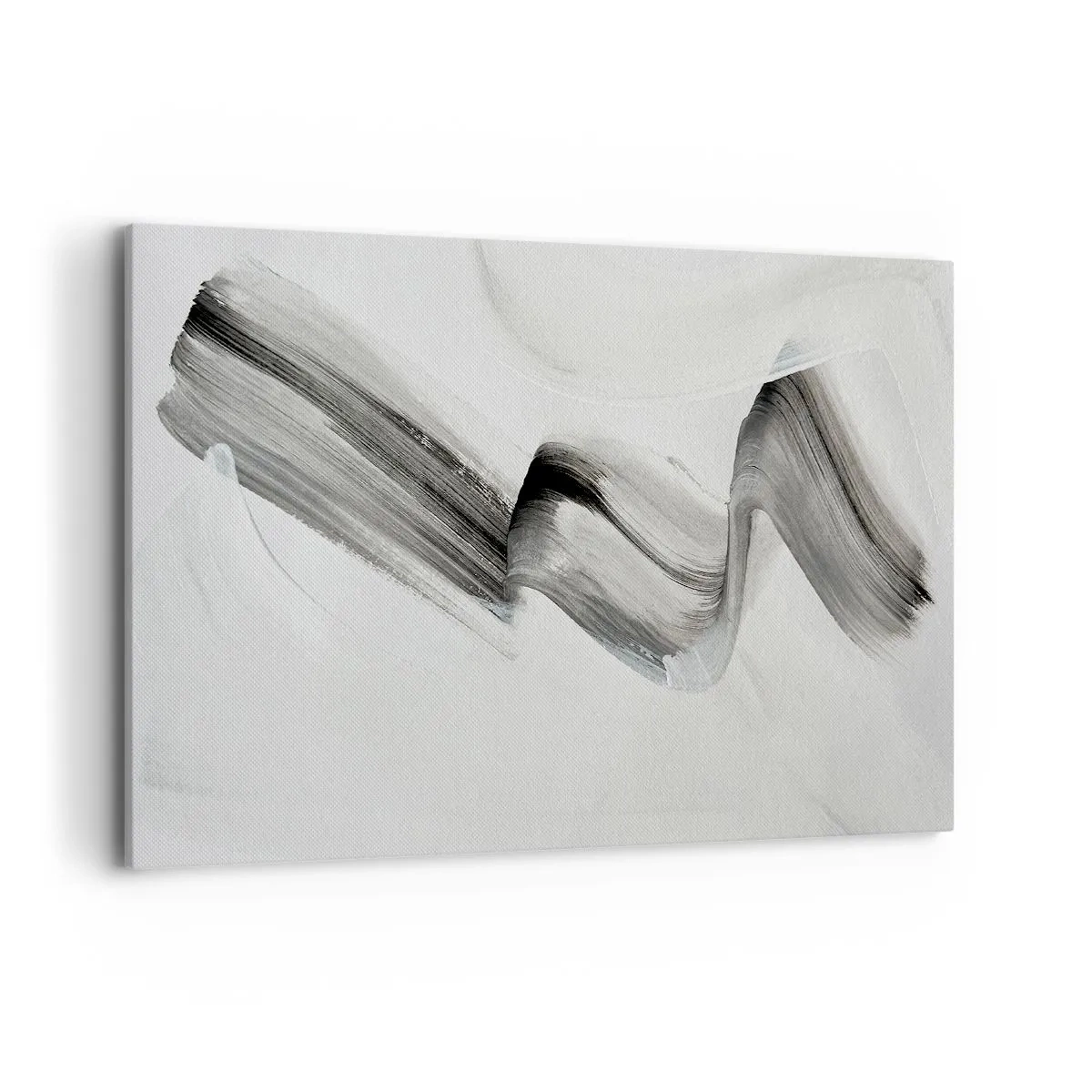 Cuadro sobre lienzo - Impresión de Imagen - Pincelada abstracta en blanco y negro sobre un fondo claro - 100x70cm - Solo por diversión - Decoración de pared moderna para salón y dormitorio ARTTOR