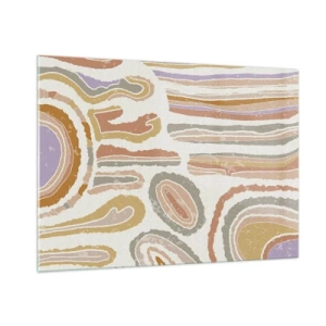 Cuadro sobre vidrio - Impresiones sobre Vidrio - Formas abstractas coloridas que se asemejan a secciones transversales de minerales - 100x70cm - Cortes transversales llenos de color - Decoración de pared moderna para salón y dormitorio ARTTOR