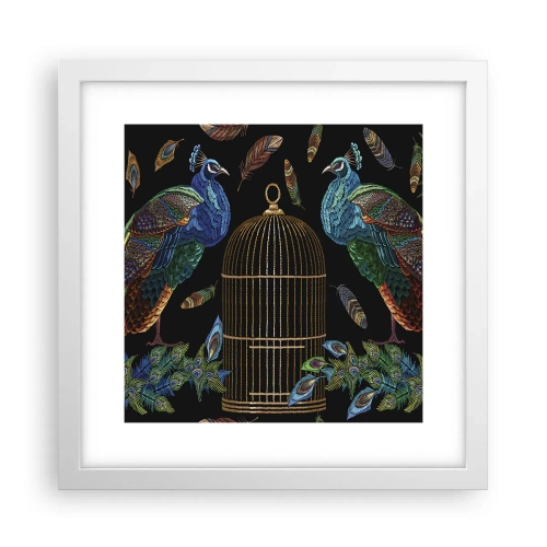 Póster en marco blanco - Con plumajes reales - 30x30 cm