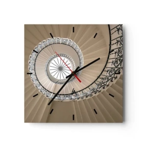Reloj de pared - Reloj de vidrio - Escalera de caracol con un elegante enfoque geométrico. - 30x30cm - En el interior de una concha - Decoración de pared moderna para salón y dormitorio ARTTOR