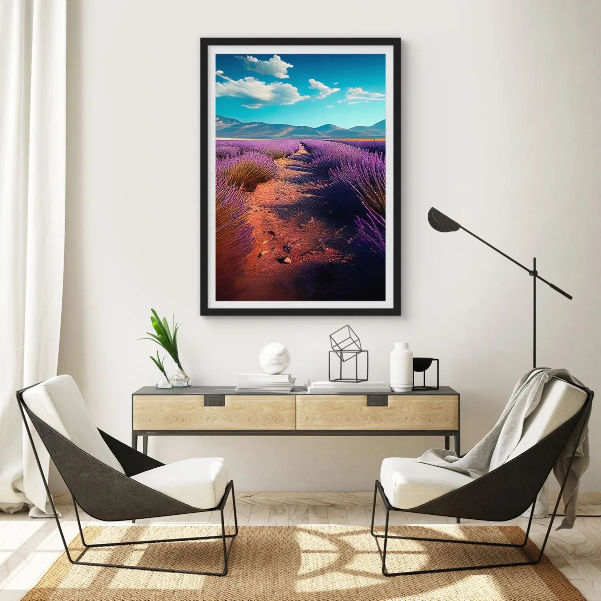 Póster en marco negro - Campos fragantes - 70x100 cm