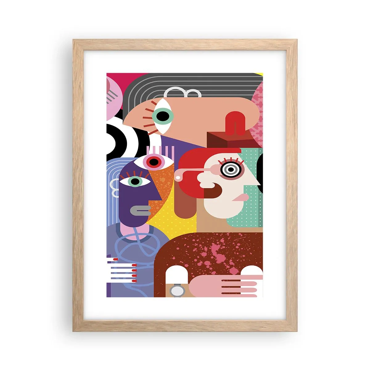 Póster en marco roble claro - Estilo Picasso - 30x40 cm