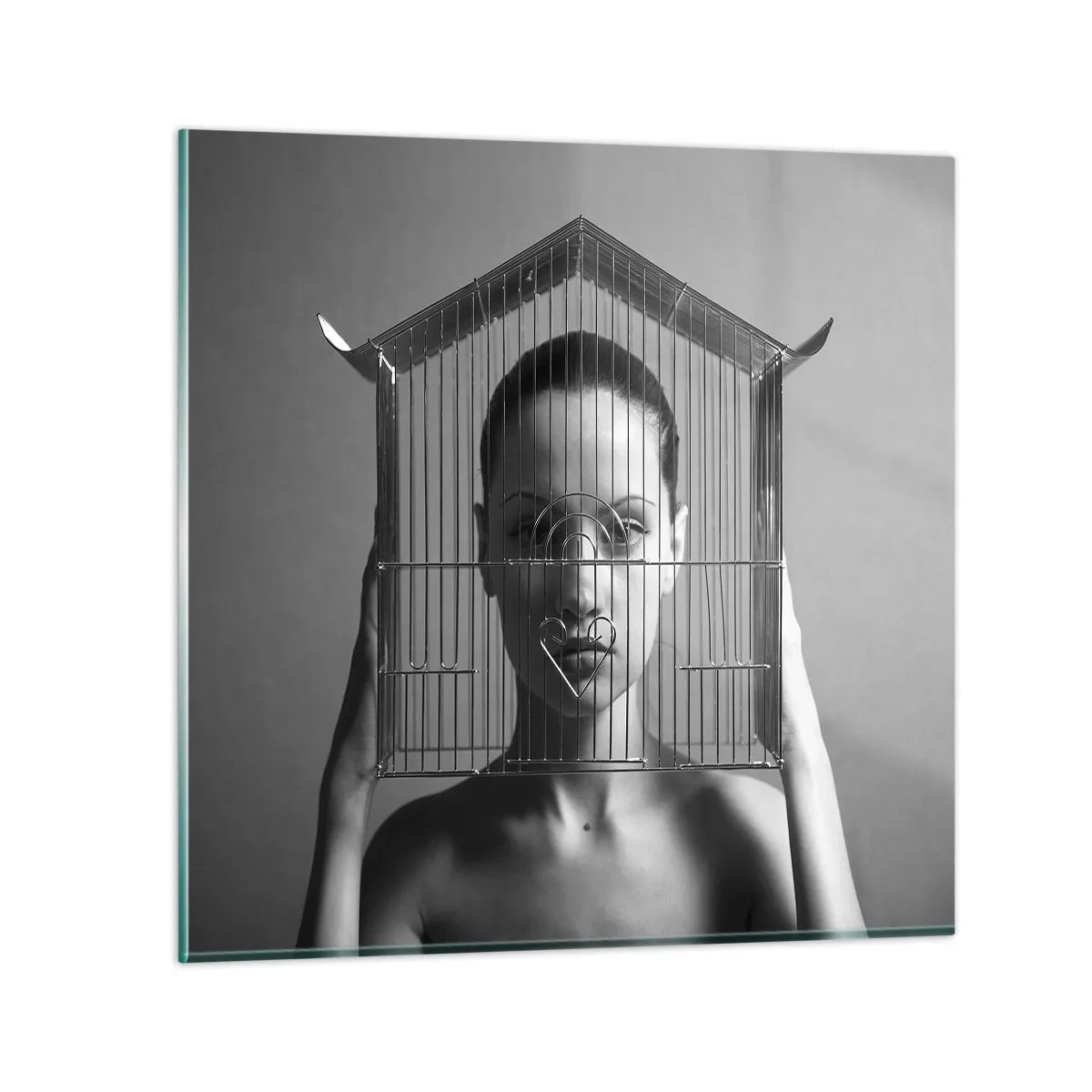 Cuadro sobre vidrio - Impresiones sobre Vidrio - Un retrato algo surrealista - 30x30 cm