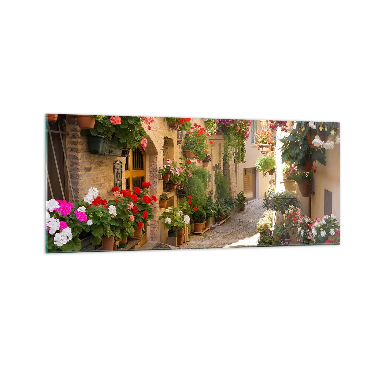 Cuadro sobre vidrio - Impresiones sobre Vidrio - En un torrente de flores - 100x40 cm