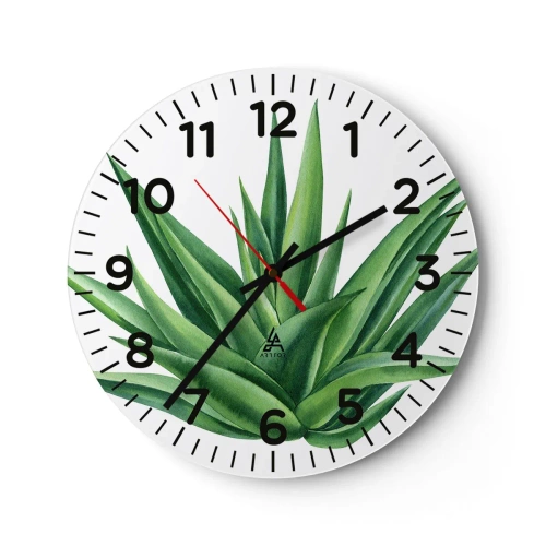 Reloj de pared - Reloj de vidrio - Verde - fuerza - vida - 40x40 cm