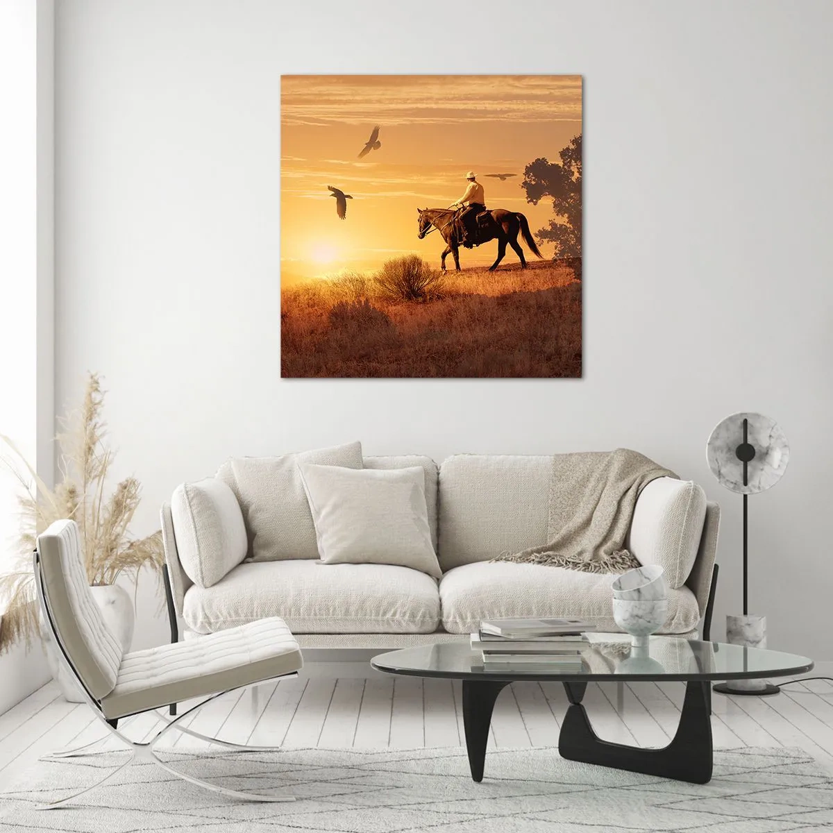 Cuadro sobre vidrio - Impresiones sobre Vidrio - Solo a través de la pradera - 60x60 cm