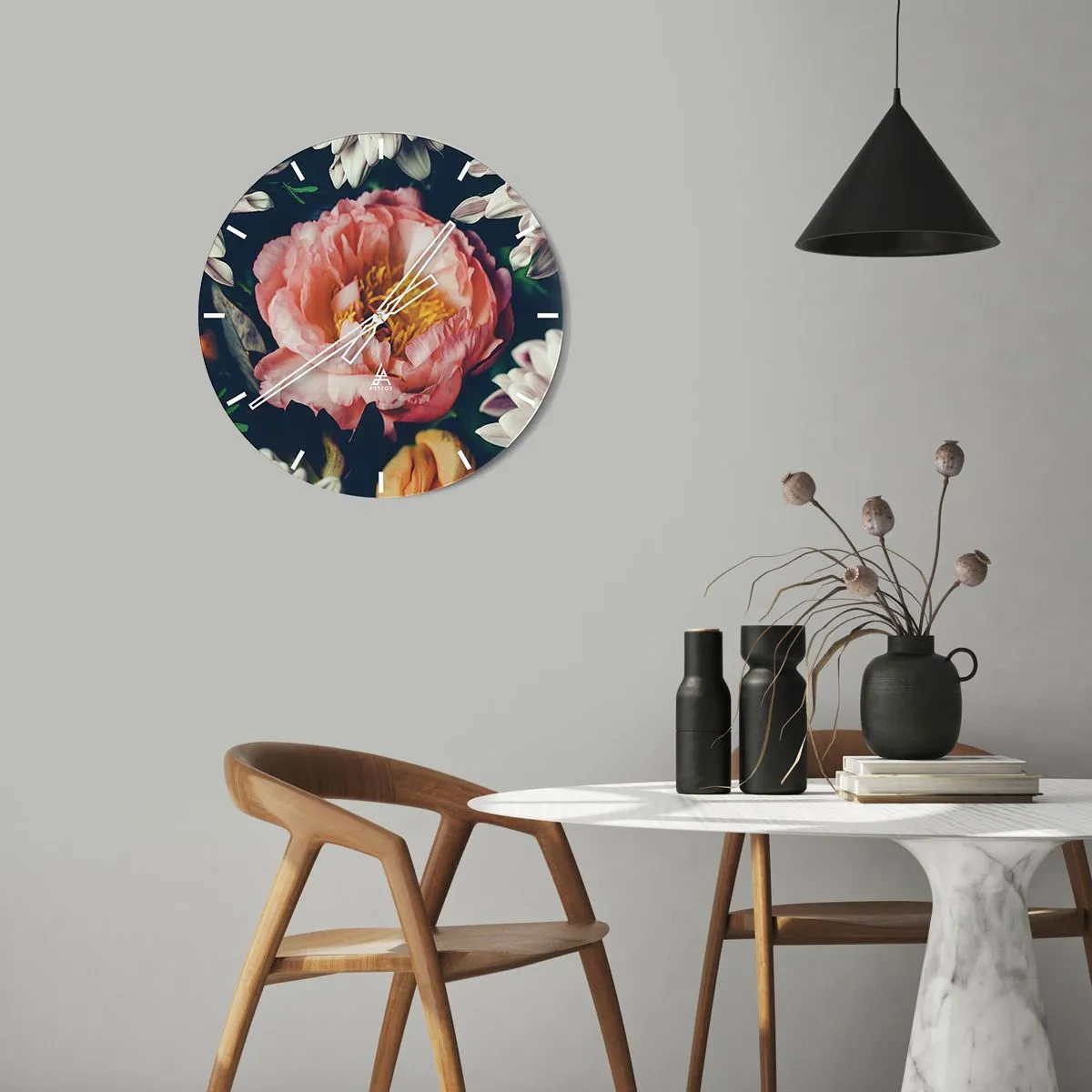 Reloj de pared - Reloj de vidrio - Con esplendor barroco - 40x40 cm