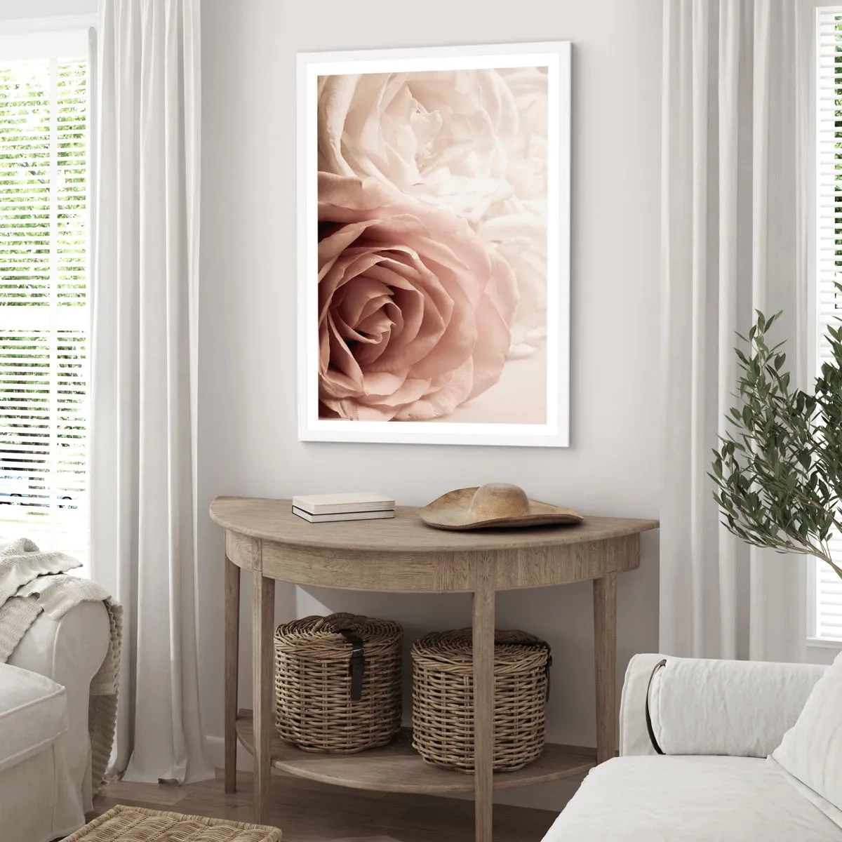 Póster en marco blanco - En el corazón de una rosa - 70x100 cm