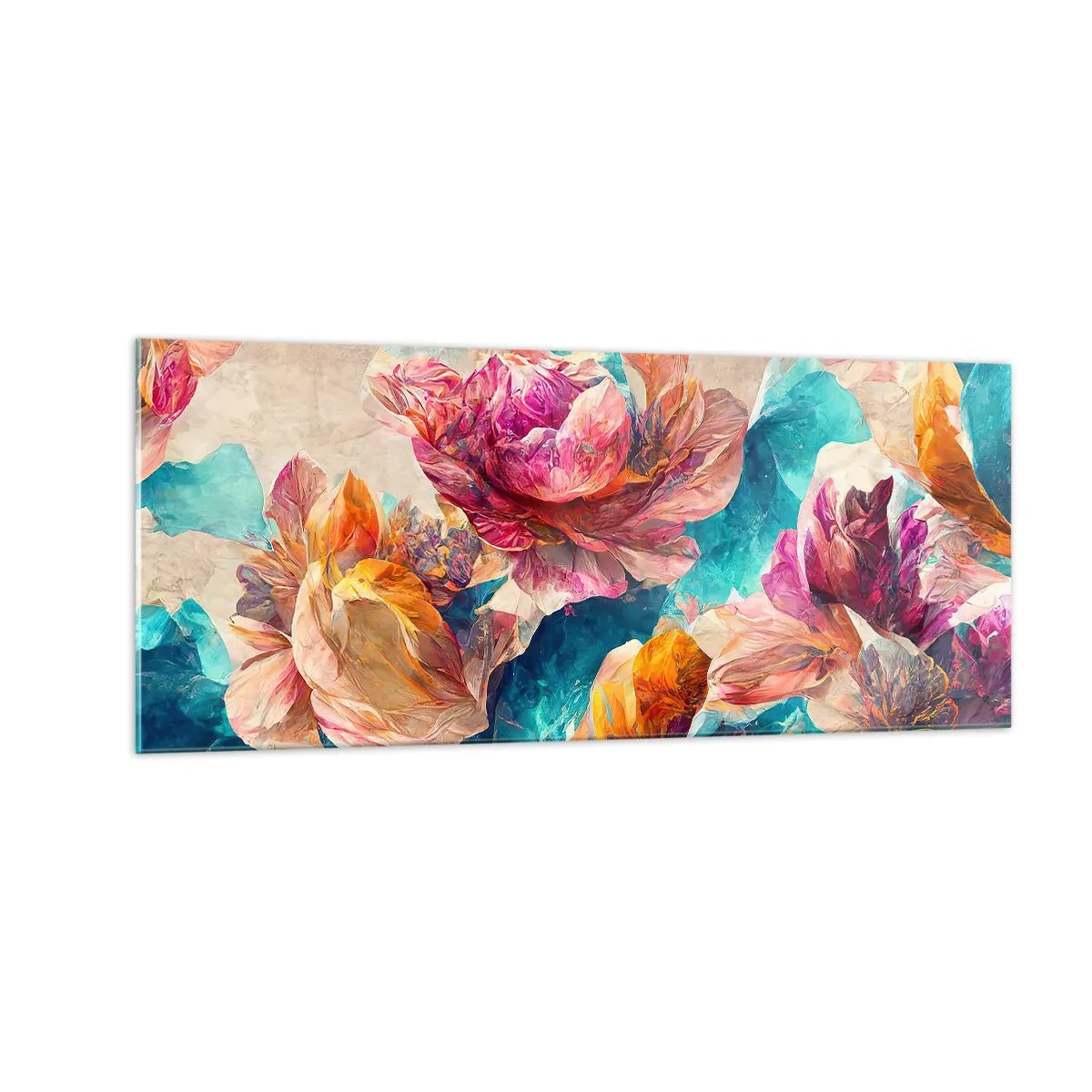 Cuadro sobre vidrio - Impresiones sobre Vidrio - El colorido esplendor de un ramo - 100x40 cm