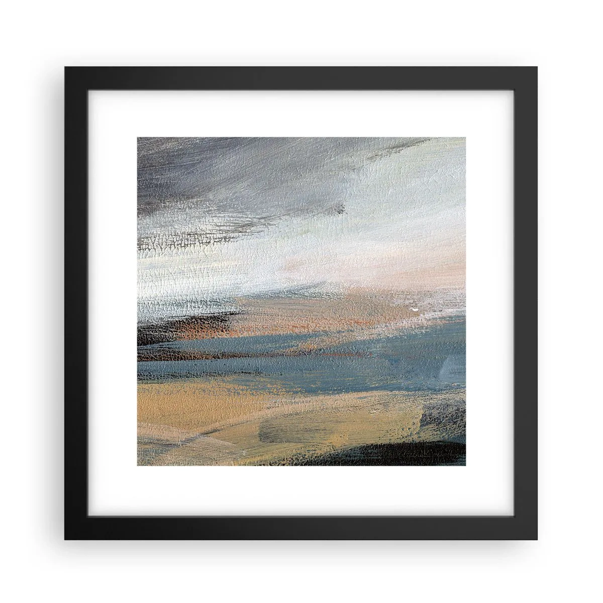 Póster en marco negro - Abstracción: paisaje nórdico - 30x30 cm