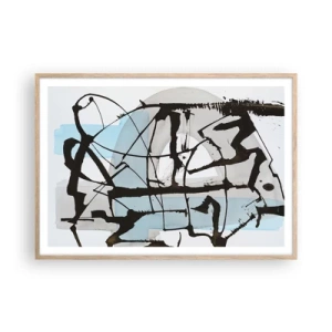 Póster en marco roble claro - Azul a pesar de todo - 100x70 cm