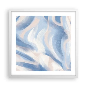 Póster en marco blanco - Ondas azules - 50x50 cm