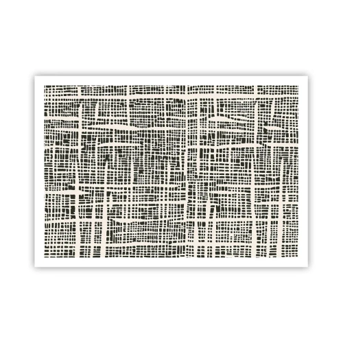 Póster - Un patrón geométrico que se asemeja a una cuadrícula sobre un fondo claro. - 100x70cm - Composición del tejido - Decoración de pared moderna para salón y dormitorio ARTTOR