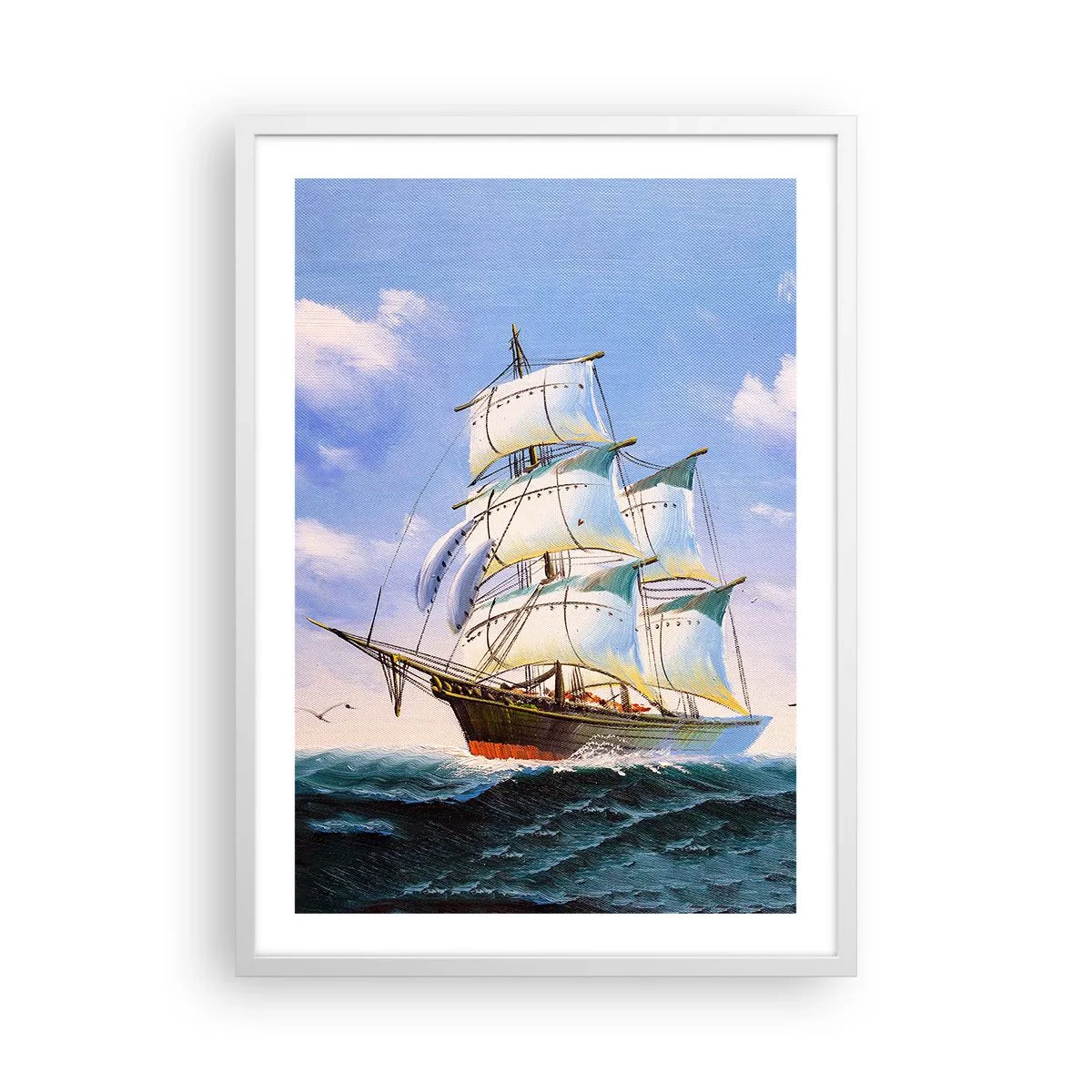 Póster en marco blanco - Orgulloso con el viento - 50x70 cm