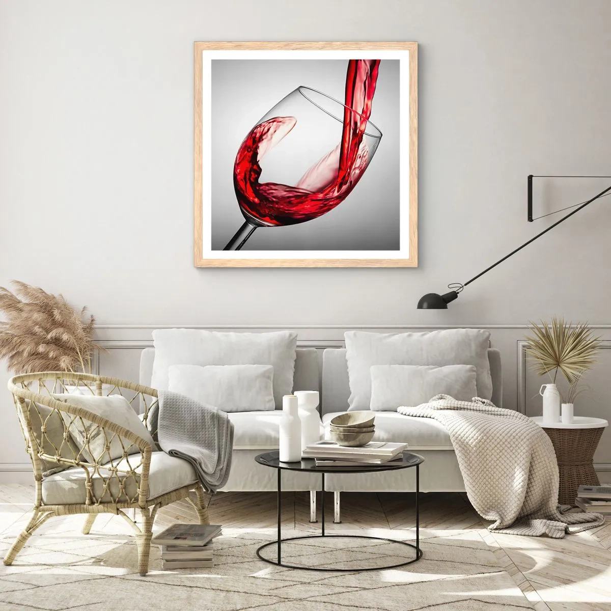 Póster en marco roble claro - Color - Movimiento - Sonido - 40x40 cm