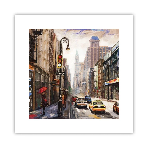 Póster - Nueva York - también colorida bajo la lluvia - 30x30 cm