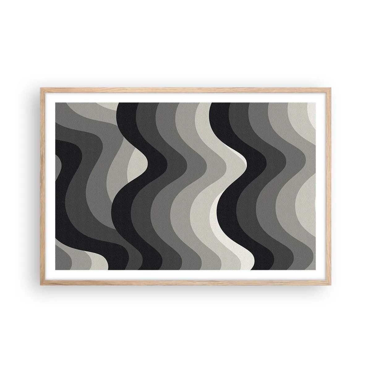 Póster en marco roble claro - Ola tras ola - 91x61 cm