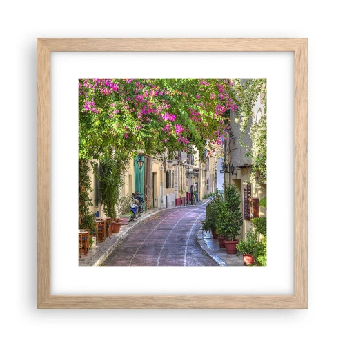 Póster en marco roble claro - Un callejón floreciente - 30x30 cm